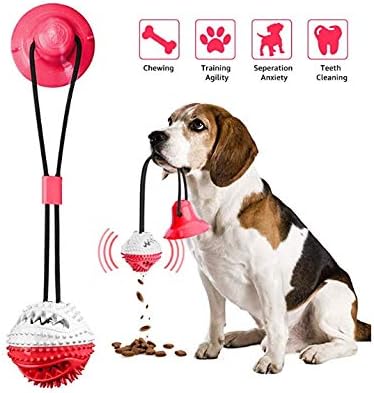 DCPPCPD Vantuz Köpek Oyuncak, Vantuz Çiğnemek Oyuncak Köpekler için (Kırmızı + Beyaz), Köpek Topu Oyuncak Vantuz, Molar Bite