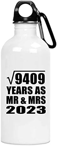 97th Yıldönümü Karekök 9409 Yıl Mr & Mrs Olarak 2023-20 oz Su Şişesi Yalıtımlı Bardak Paslanmaz Çelik - Eşi Koca Lady için