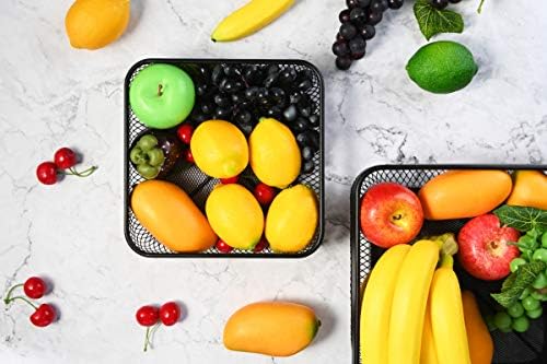 IBERG 2 Katmanlı Meyve Sepeti Örgü meyve kasesi - Meyve Sebze Ekmek Aperatifler için Sepet Standı (Siyah Kare)