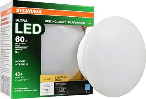 SYLVANİA Ultra LED Tavan Ampulü, 60W Eşdeğeri, Verimli 9W, 700 Lümen, Buzlu, Kısılamaz, 2700K, Yumuşak Beyaz-1 Paket (75080)