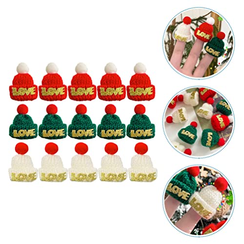 Beaupretty 15 pcs Noel Mini örgü Şapka Noel Bebek Mini şapkalar Noel baba şapkaları Mini örgü şapkalar Minyatür silindir şapkalar