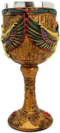 Antik Mısır Kanatlı Diz Çökmüş Tanrıça Maat Maat Reçine Şarap kadehi Kadeh Paslanmaz Çelik Astar İle