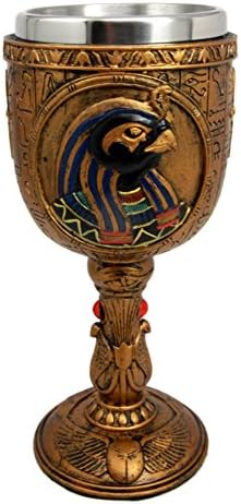Ebros Hediye Antik Mısır Tanrısı Gökyüzü Ve Savaş Horus 6 oz Reçine şarap kadehi Kadeh Paslanmaz Çelik Astar İle İçecek İçecek