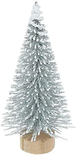 Zmmyuluo Minyatür Çam Ağaçları 8 Adet Sisal Buzlu Noel Ağaçları Karla Kaplı Ahşap Taban Noel Ağacı Seti Masa Ağaçları Minyatür