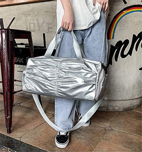 Andongnywell spor spor çantası seyahat spor çantası ile kuru ıslak cep Weekender Gecede çanta için kadın ve erkek (gümüş)