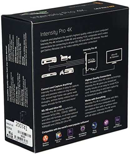 Blackmagic Design Intensity Pro 4K Yakalama ve Oynatma Giriş/Çıkış Kartı, 30fps'de Ultra HD ve 60fps'de 1080p