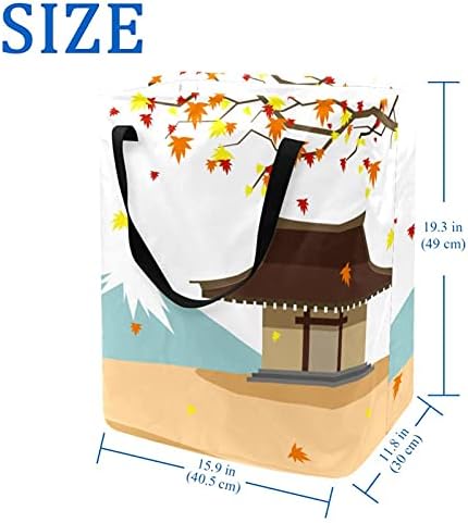 Japon Sonbahar Akçaağaç Evi Fuji Dağ Depolama Sepeti, büyük Çamaşır Sepeti Kolları ile Katlanabilir Depolama Bin için Çocuk