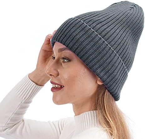 USHAKE Erkekler veya Kadınlar Sıcak Kış Şapka Bere Kap, Unisex Kaflı Düz Kafatası Örgü Şapka Kap
