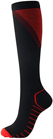 MAICC Erkek Kadın varis çorabı Renkli Şerit Desen Elastik Diz Yüksek Çorap Atletik Spor Ekip Çorap Koşu Bisiklet için