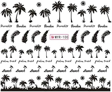 Sunlucky 2 Levhalar Yaz Tatili Palmiye Ağacı Hindistan Cevizi Ağacı Nail Art Etiketler Kendinden Yapışkanlı Su Transferi Tırnak