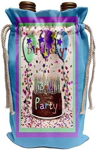 3dRose Beverly Turner Doğum Günü Davetiyesi Tasarımı-3. Doğum Günü Partisi Davetiyesi Çikolatalı Kek - Şarap Torbası (wbg_20797_1)