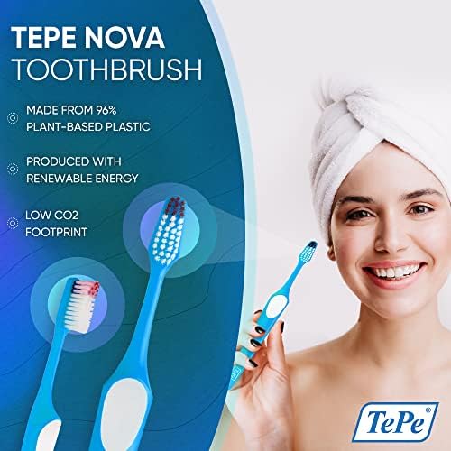 TEPE Nova Ekstra Yumuşak Diş Fırçası, Ulaşılması Zor Alanlar için Konik Kafa, Açılı Boyun, Başparmak Kavrama, Yetişkin, 1 Paket