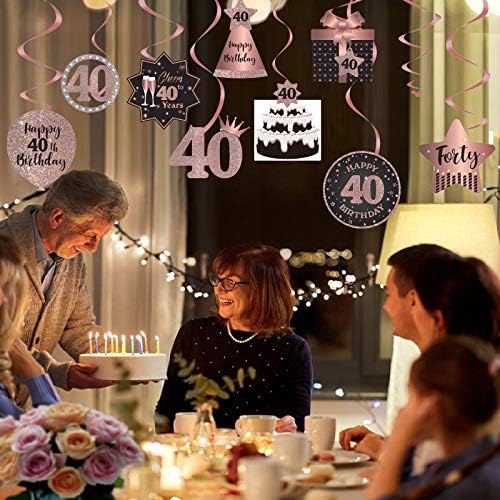 Mutlu 40th Doğum Günü Partisi Asılı Swirls Akışları Tavan Süslemeleri, kutlama 40 Folyo Asılı Swirls Kesikler ile 40 Yıl için