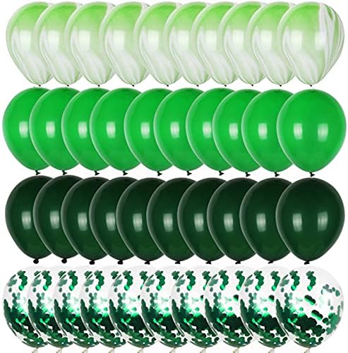 QCDD DEYUSHENG 40 Parça Yeşil Balon Seti Zeytin Balon Konfeti Balon Doğum Günü Partisi dekorasyon balonu (Renk: Stil J)