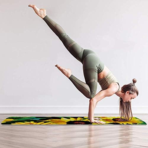 LORVIES Boyalı Ayçiçeği Akrilik Boya Yoga Mat Çevre Dostu Kaymaz Anti-Gözyaşı egzersiz ve fitness matı için Yoga, Pilates,