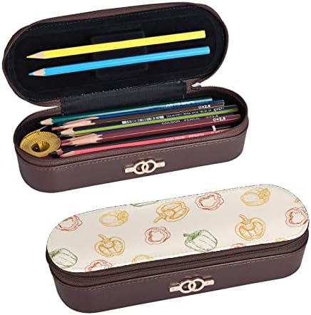 Yetişkin Kalem Kutusu Renkli Oluşturmak Dolmalık Biber Sebze kalem Kutusu fermuarlı kılıf Deri Seyahat kalem kutusu Çok Fonksiyonlu