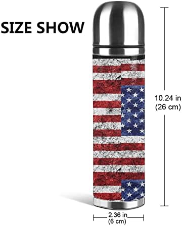 Amerikan Bayrağı Bağımsızlık Dördüncü Temmuz Paslanmaz Çelik Su Şişesi 15 OZ Geniş Ağız Çift Duvar Vakum Yalıtımlı Su Şişesi
