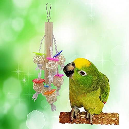 JİAYUE Kuş papağan salıncak toys-12pcs, papağanlar çiğneme oyuncaklar doğal ahşap bungee Kuş Oyuncak için Küçük parakeets,