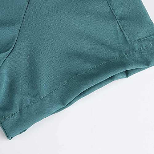 Güzel Giysiler kadın Çalışma Üniforma Gömlek Uzun Kollu V Yaka Tunik Cepler ıle Rahat Düz Renk Workwear Bluzlar Tee Tops