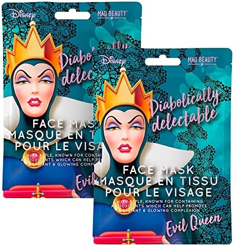 Mad Güzellik 2 Sayısı Disney Villain Evil Kraliçe Yüz Maskeleri / 2 Sayfalık Yüz Maskeleri 0.8 oz | Eğlenceli Spa Cilt Bakımı