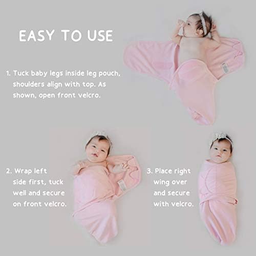 Bebek Kundak Battaniye Ayarlanabilir Wrap 2 Paket, 100 % Prim Pamuk Ultra Yumuşak Yenidoğan Swaddles 0-3 Ay Erkek Ve Kız (Pembe