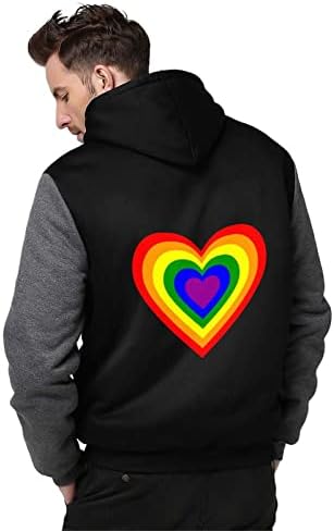 LGBT gökkuşağı kalp erkek Hoodies tam Zip kapüşonlu Sweatshirt sıcak kalın Mont ceket