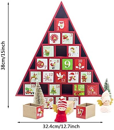JDH Noel Geri Sayım Takvim, ağaç Şekli Renk Yazlık Ev Advent Takvim ile 24 saklama kutusu, ev Noel Süslemeleri için