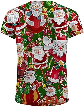 Noel Gömlek Erkekler için Grafik Erkek Rahat Noel Baba Baskı Tatil Crewneck Kazaklar Kısa Kollu Hawaiian Bankası T-shirt