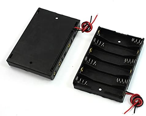 Yeni Lon0167 5.9 Kablo Siyah Plastik 6x1. 5 V AA Pil Hücre Kutusu Tutucu 2 adet(5.9' 'Kabel schwarzer Kunststoff 6x1. 5 V AA