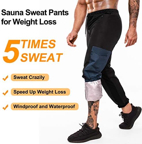 Junlan Sauna Takım Elbise Erkekler için Ter Ceket Erkekler için Ter Sauna Pantolon Spor Egzersiz Eşofman
