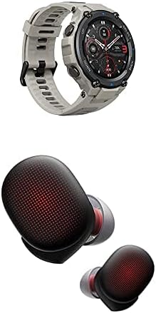 Amazfit T-Rex Pro Akıllı Saat (Gri) + PowerBuds Gerçek Kablosuz Kulaklıklar (Siyah) Paket, Kalp Atış Hızı Monitörü, Wi-Fi Bluetooth,