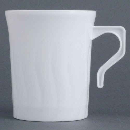 Flairware Dalgalı Tek Kullanımlık Plastik 8 oz. Kahve Kupa (288 / Vaka) Renk: Beyaz