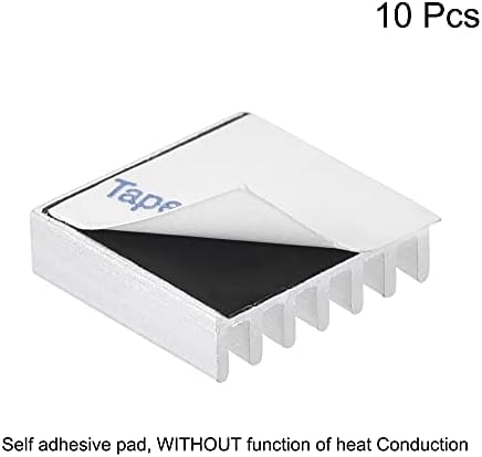 uxcell 14x14x4mm Gümüş Ton Kendinden Yapışkanlı Alüminyum Soğutucu Elektronik Soğutucu IC, MOS 10 Adet