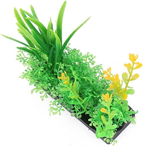 EuısdanAA Plastik Akvaryum Emulational Bitki Çim Dekorasyon 10 cm Yükseklik 4 Adet Yeşil Sarı (Plástico Acuario Planta Emulacional
