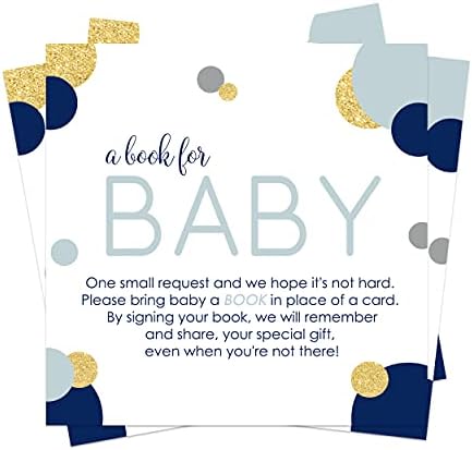 Donanma ve Altın Bebek Duşu için Bir Kitap Getirin (25 Paket) Erkek Bebek Duşu Davetiye Ekleme Kartları-Çekiliş Fikirleri-Pırıltı