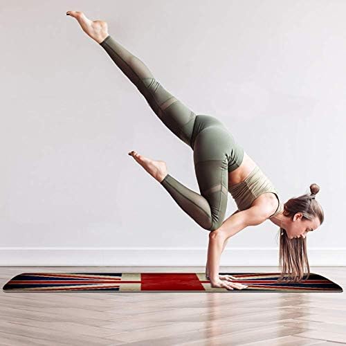 LORVIES Büyük Britanya Eski Grunge Bayrak Yoga Mat Çevre Dostu Kaymaz Anti-Gözyaşı Egzersiz ve fitness matı için Yoga, Pilates,