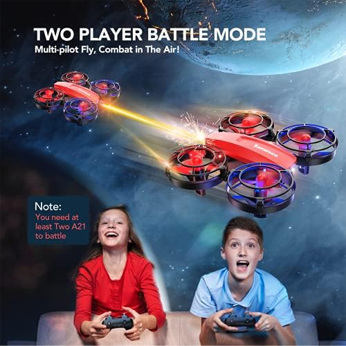 Sansısco A21 Mini Drone ile Çocuklar ve Yeni Başlayanlar için Savaş Modu, Serin LED, 2 Oyuncu IR Savaş rc dört pervaneli helikopter,