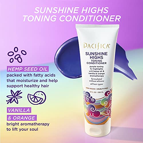 Pacifica Beauty Sunshine Highs Sarı Tonları Nötralize Etmek için Mor Şampuan ve Saç Kremi, Renkle İşlenmiş Saçlar için Ton