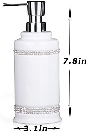 2 Paket Beyaz Rhinestone El Bulaşık Sabunluk Seti Seramik Sıvı Pompası Şişe Banyo Tezgah Aksesuarları Mutfak Ev Dekor için