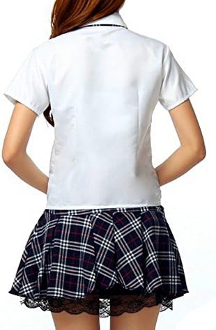 WenHong Moda Bayanlar Ekose Dantel Elbise Okul Kız Üniforma