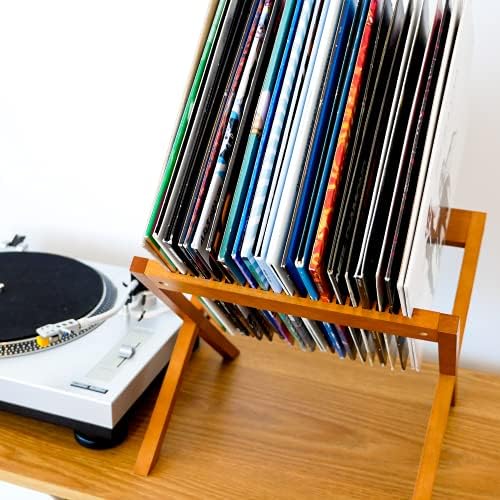 HHC Vinil Kayıt Depolama Standı - 40 LP Albüm Kayıtları için Yükseltilmiş Vinil Kayıt Tutucu Ekranı-Hepsi bir arada Vinil Depolama