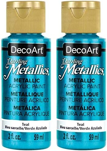 DecoArt Göz Kamaştırıcı Metallics Americana Akrilik Boya-4 Paket Teal Zanaat Metalik Akrilik Boya - Çok Yüzey Yanardöner Akrilik