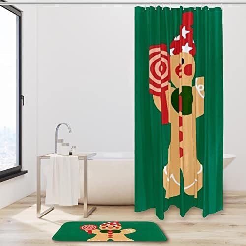 Exıaquyangt Merry Christmas Kumaş Duş Perdesi Liner-70.8 x 70.8, Polyester Kumaş Banyo Duş Perdesi Kanca ile Set