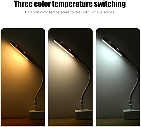 LED Masa Lambası, Gece Lambası Üç Renkli Kademesiz Karartma Masa Lambası okuma ışığı 360 derece Esnek Gooseneck Ev Yatak Odası