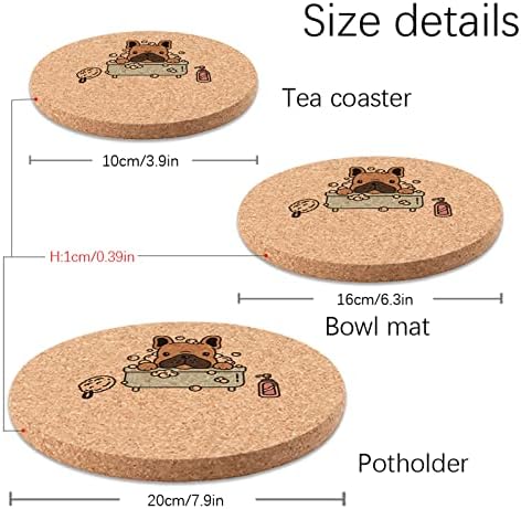 Hayvan Potholders 16 Set, Yuvarlak Trivets Çapı 7.9 inç Mantar Mat için Sıcak Tencere ve Tavalar, mutfak Kase Yemekleri Ped