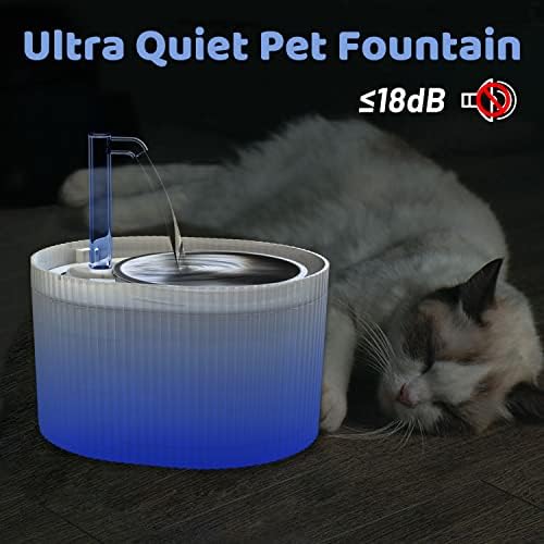 2.5 L Ultra Sessiz Kedi su çeşmesi, LED ışık Saydam Pet su çeşmesi, Çift filtrasyon Sistemi, Su sıkıntısı Uyarısı, Otomatik
