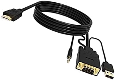 Shiwaki VGA-HDMI Adaptör Kablosu Sesli,VGA Kaynağını (PC) HDMI Konektörüne (TV/Monitör) Dönüştürün, Bilgisayar için Erkek VGA-HDMI
