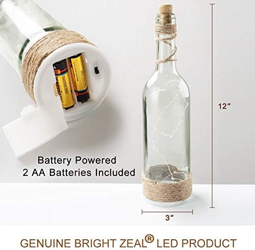 Parlak Gayret/ 2'li Paket / Mantarlı LED Şişe Işıkları ve Zamanlayıcılı Dize Işıkları (Şeffaf Cam Şişeler, Jüt Sicim Sarılı)