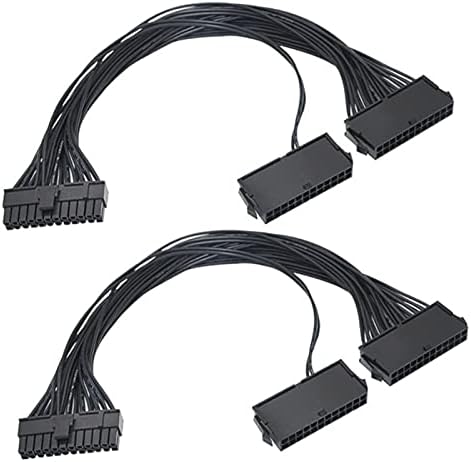 [Mega1Comp Özel] Çift PSU Güç Kaynağı Splitter Kablo için 24-Pin (20+4) ATX Anakart Madencilik Adaptör Kablosu 12-inç (30 cm)