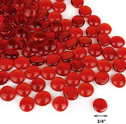 CYS EXCEL Kırmızı Cam Düz Değerli Taş Vazo Dolgu Maddeleri (2 LBS, Yakl. 200 ADET) / Düz Akvaryum Mermer Boncuk / Dekoratif